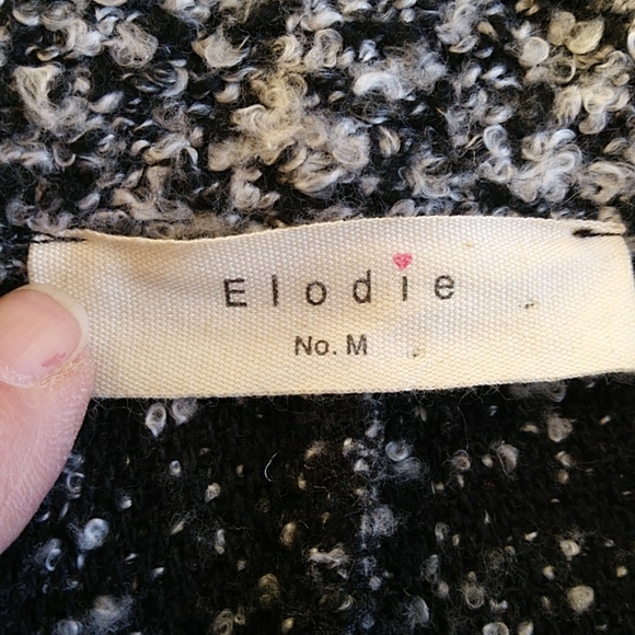 Elodie Asymmetrical Zip Tweed Look Collared Moto Jacket MEDIUM Black White - Picture 2 of 16